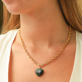 Malachite & Blue Topaz Heart Y Necklace 14k Gold Plated, Malachite, Blue Topaz