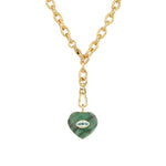 Malachite & Blue Topaz Heart Y Necklace 14k Gold Plated, Malachite, Blue Topaz