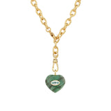 Malachite & Blue Topaz Heart Y Necklace 14k Gold Plated, Malachite, Blue Topaz