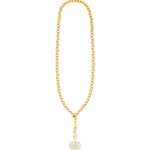 Prehnite & White Topaz Heart Y Necklace 14k Gold Plated, Prehnite, White Topaz