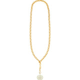 Prehnite & White Topaz Heart Y Necklace 14k Gold Plated, Prehnite, White Topaz