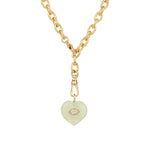 Prehnite & White Topaz Heart Y Necklace 14k Gold Plated, Prehnite, White Topaz