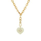Prehnite & White Topaz Heart Y Necklace 14k Gold Plated, Prehnite, White Topaz