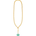 Amazonite & Blue Topaz Heart Y Necklace 14k Gold Plated, Amazonite, Blue Topaz