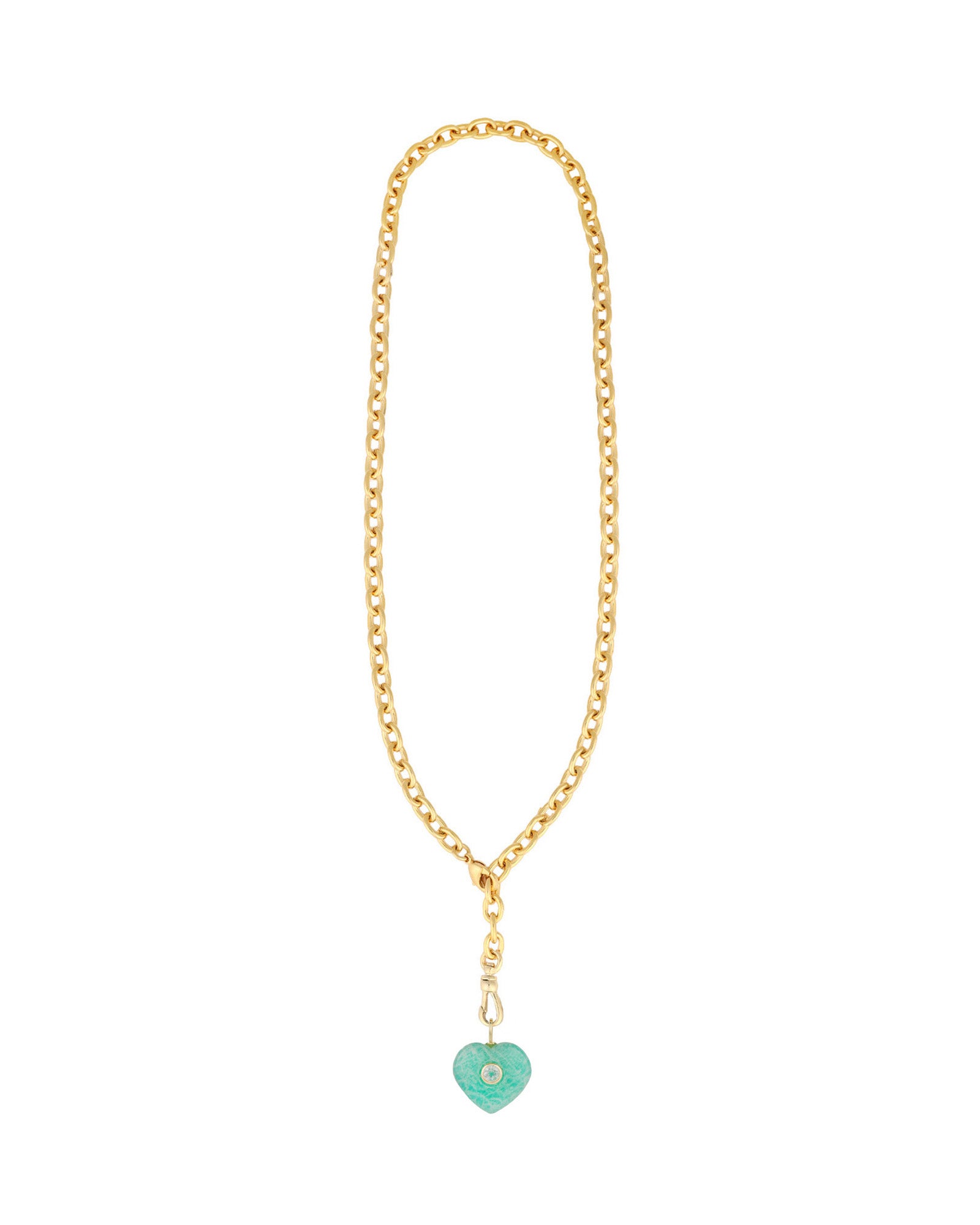 Amazonite & Blue Topaz Heart Y Necklace 14k Gold Plated, Amazonite, Blue Topaz