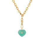 Amazonite & Blue Topaz Heart Y Necklace 14k Gold Plated, Amazonite, Blue Topaz