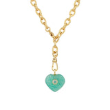 Amazonite & Blue Topaz Heart Y Necklace 14k Gold Plated, Amazonite, Blue Topaz