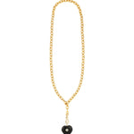 Black Onyx & Blue Topaz Heart Y Necklace 14k Gold Plated, Black Onyx, Blue Topaz