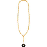 Black Onyx & Blue Topaz Heart Y Necklace 14k Gold Plated, Black Onyx, Blue Topaz