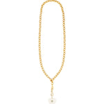 Crystal Quartz & Blue Topaz Heart Y Necklace 14k Gold Plated, Crystal Quartz, Blue Topaz