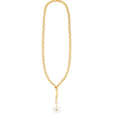 Crystal Quartz & Blue Topaz Heart Y Necklace 14k Gold Plated, Crystal Quartz, Blue Topaz