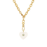 Crystal Quartz & Blue Topaz Heart Y Necklace 14k Gold Plated, Crystal Quartz, Blue Topaz