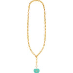 Turquoise & Blue Topaz Heart Y Necklace 14k Gold Plated, Turquoise, Blue Topaz