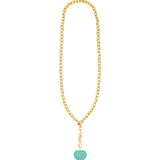 Turquoise & Blue Topaz Heart Y Necklace 14k Gold Plated, Turquoise, Blue Topaz