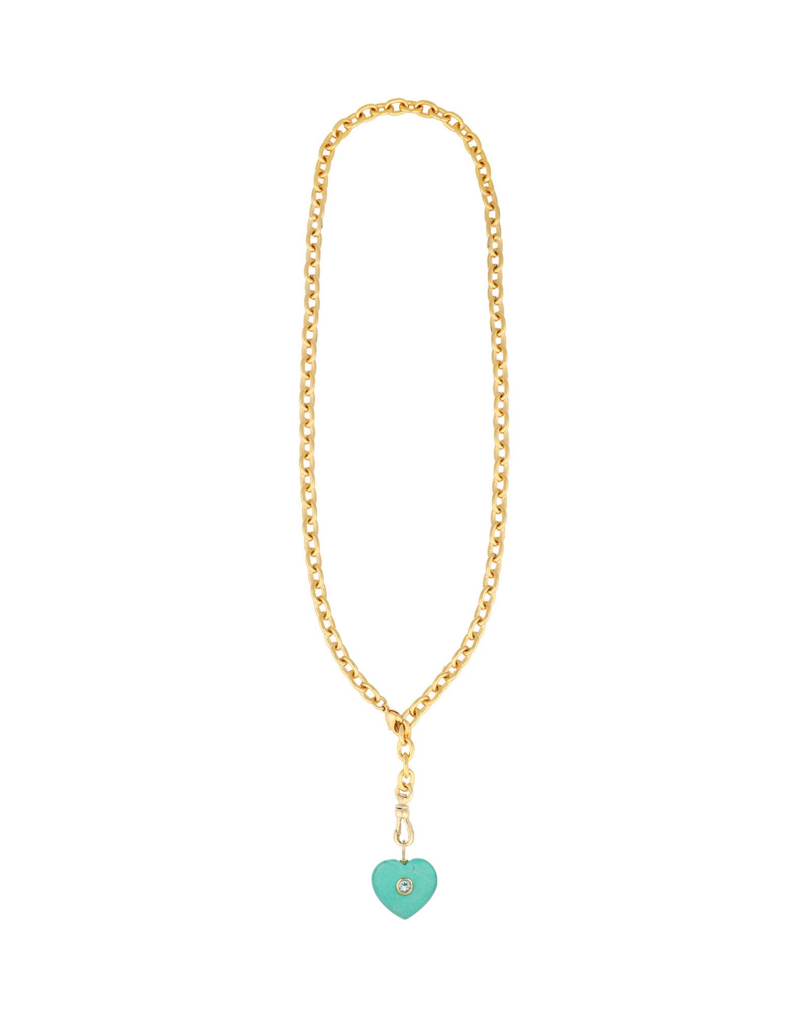 Turquoise & Blue Topaz Heart Y Necklace 14k Gold Plated, Turquoise, Blue Topaz