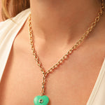 Turquoise & Blue Topaz Heart Y Necklace 14k Gold Plated, Turquoise, Blue Topaz