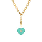 Turquoise & Blue Topaz Heart Y Necklace 14k Gold Plated, Turquoise, Blue Topaz
