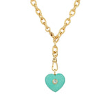 Turquoise & Blue Topaz Heart Y Necklace 14k Gold Plated, Turquoise, Blue Topaz