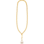 Carved Crystal Quartz & Amethyst Heart Y Necklace 14k Gold Plated, Crystal Quartz, Amethyst