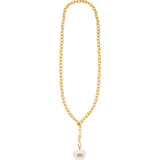 Carved Crystal Quartz & Amethyst Heart Y Necklace 14k Gold Plated, Crystal Quartz, Amethyst