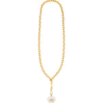 Carved Crystal Quartz & White Topaz Heart Y Necklace 14k Gold Plated, Crystal Quartz, White Topaz