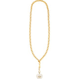 Carved Crystal Quartz & White Topaz Heart Y Necklace 14k Gold Plated, Crystal Quartz, White Topaz