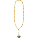 Carved Labradorite & White Topaz Heart Y Necklace 14k Gold Plated, Labradorite, White Topaz