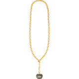 Carved Labradorite & White Topaz Heart Y Necklace 14k Gold Plated, Labradorite, White Topaz