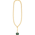 Carved Malachite & Blue Topaz Heart Y Necklace 14k Gold Plated, Malachite, Blue Topaz
