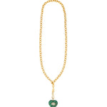 Carved Malachite & White Topaz Heart Y Necklace 14k Gold Plated, Malachite, White Topaz