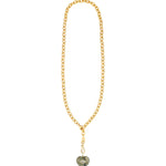 Carved Labradorite & Blue Topaz Heart Y Necklace 14k Gold Plated, Labradorite, Blue Topaz