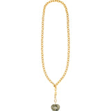 Carved Labradorite & Blue Topaz Heart Y Necklace 14k Gold Plated, Labradorite, Blue Topaz