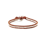 1 Wrap Leather Nugget Bracelet Sterling Silver, Brown Leather