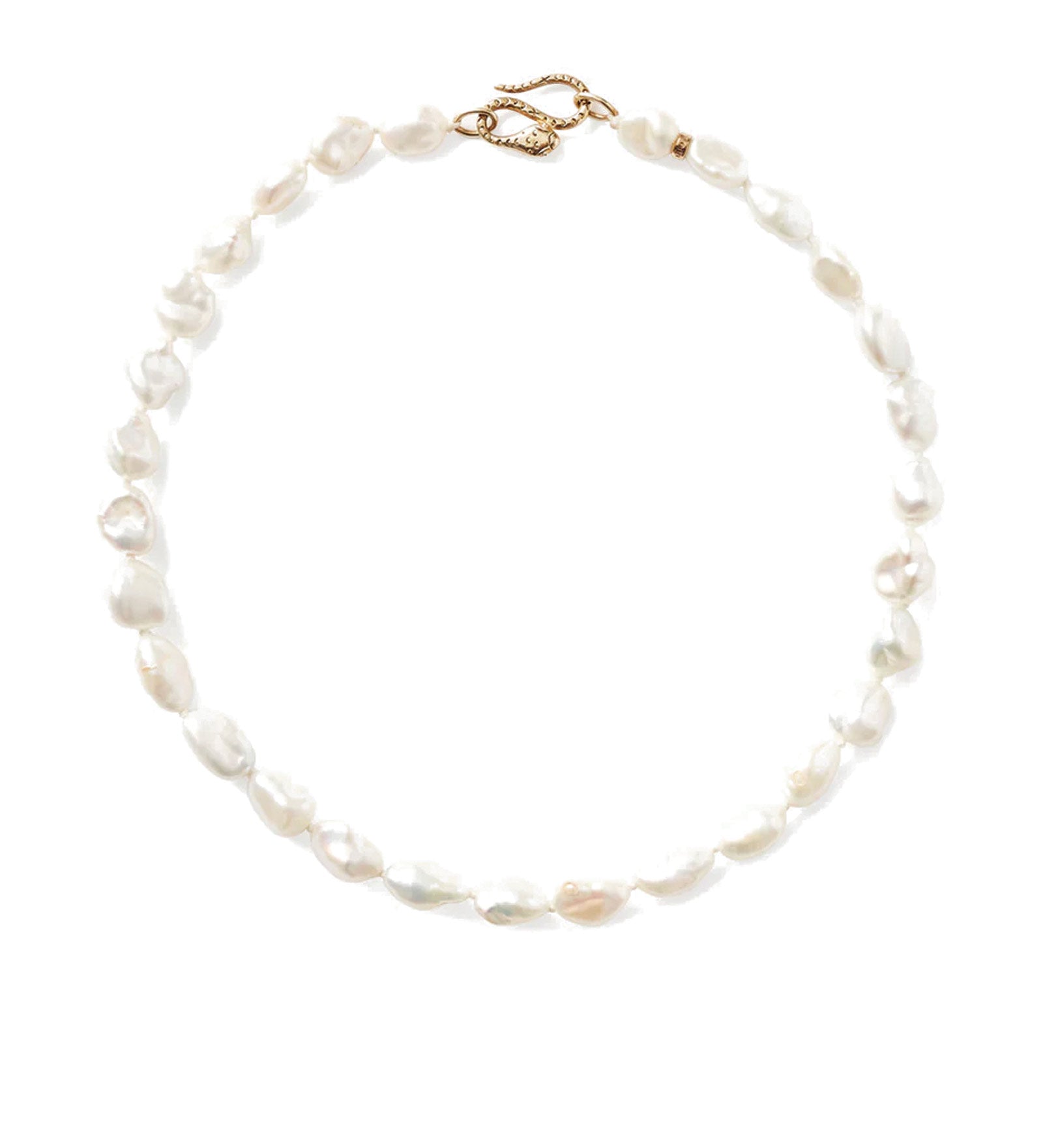 Keshi Pearl Cobra Necklace 18k Gold Vermeil, White Pearl
