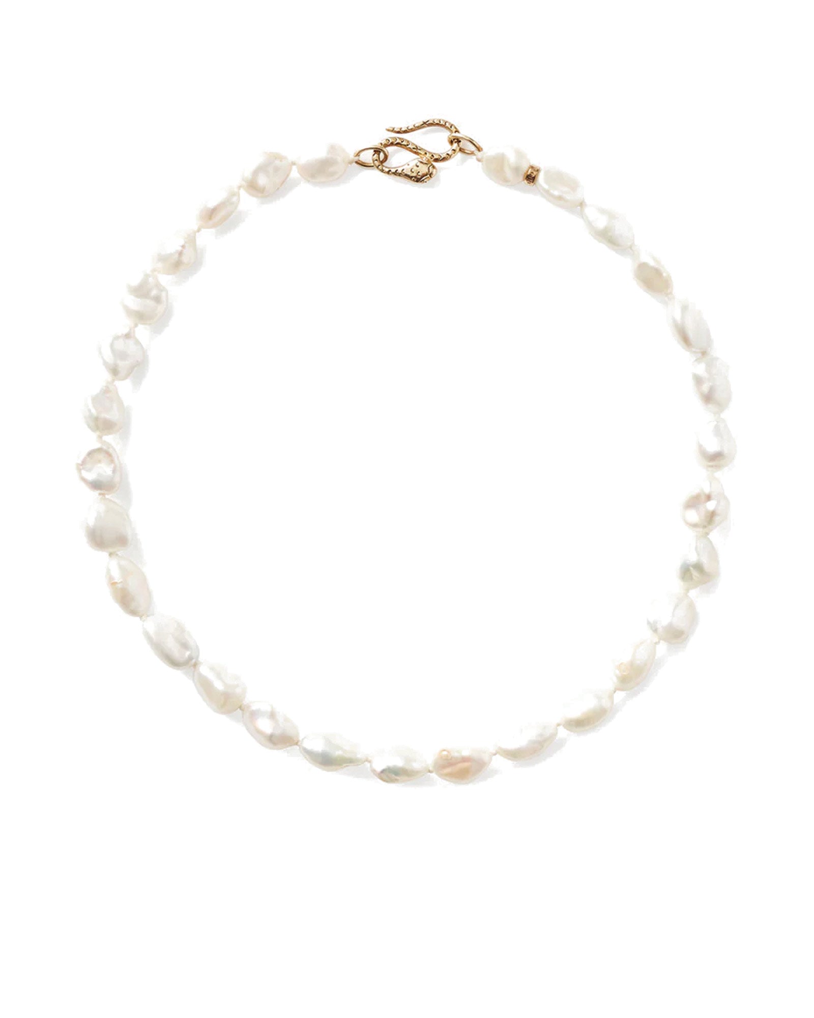 Keshi Pearl Cobra Necklace 18k Gold Vermeil, White Pearl