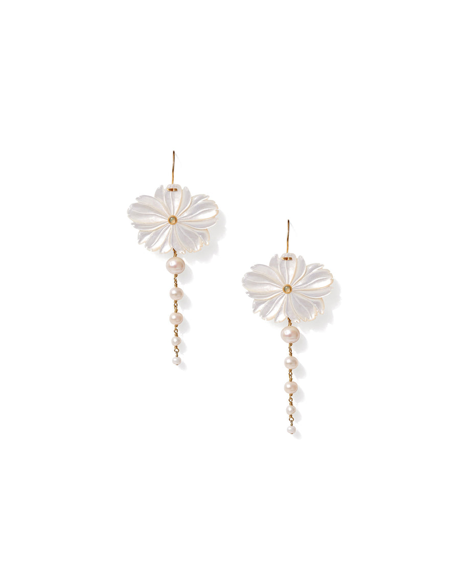 Magnolia Drop Earrings 18k Gold Vermeil, Mother of Pearl