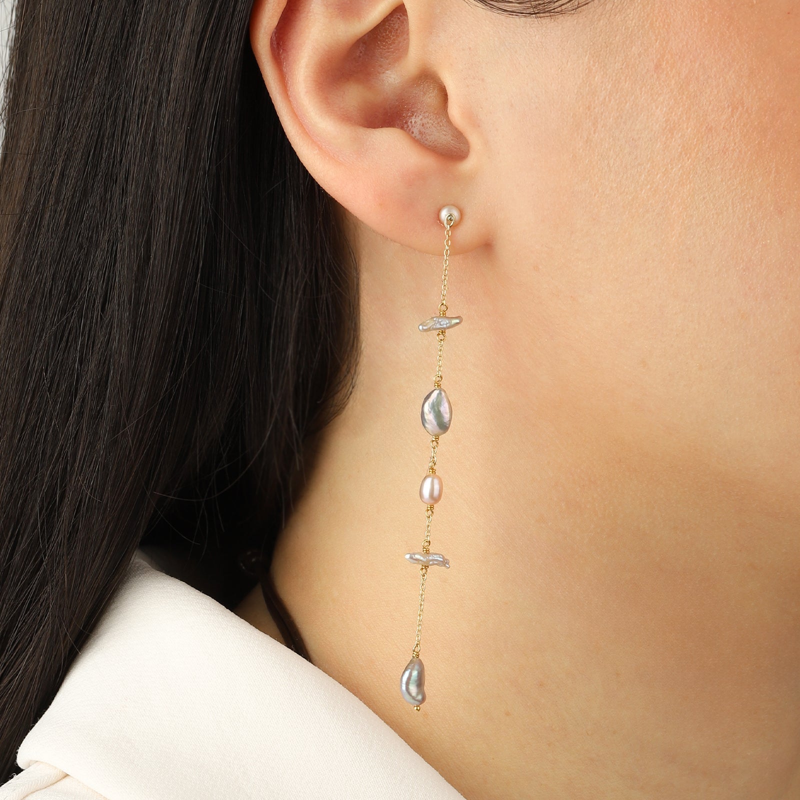 Chan Luu-Mixed Pearl Drop Earrings-Earrings-Blue Ruby Jewellery-Vancouver Canada