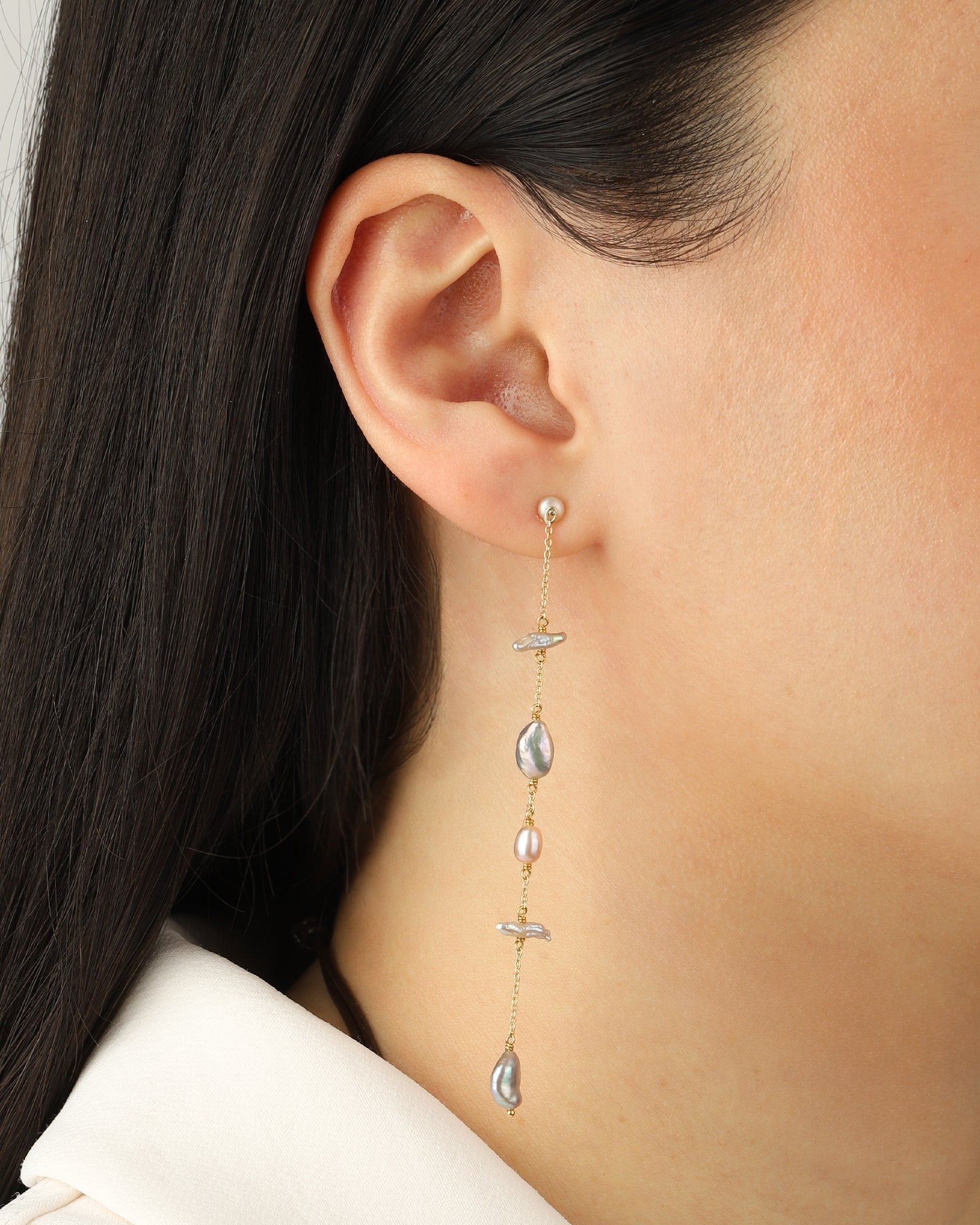 Chan Luu-Mixed Pearl Drop Earrings-Earrings-Blue Ruby Jewellery-Vancouver Canada