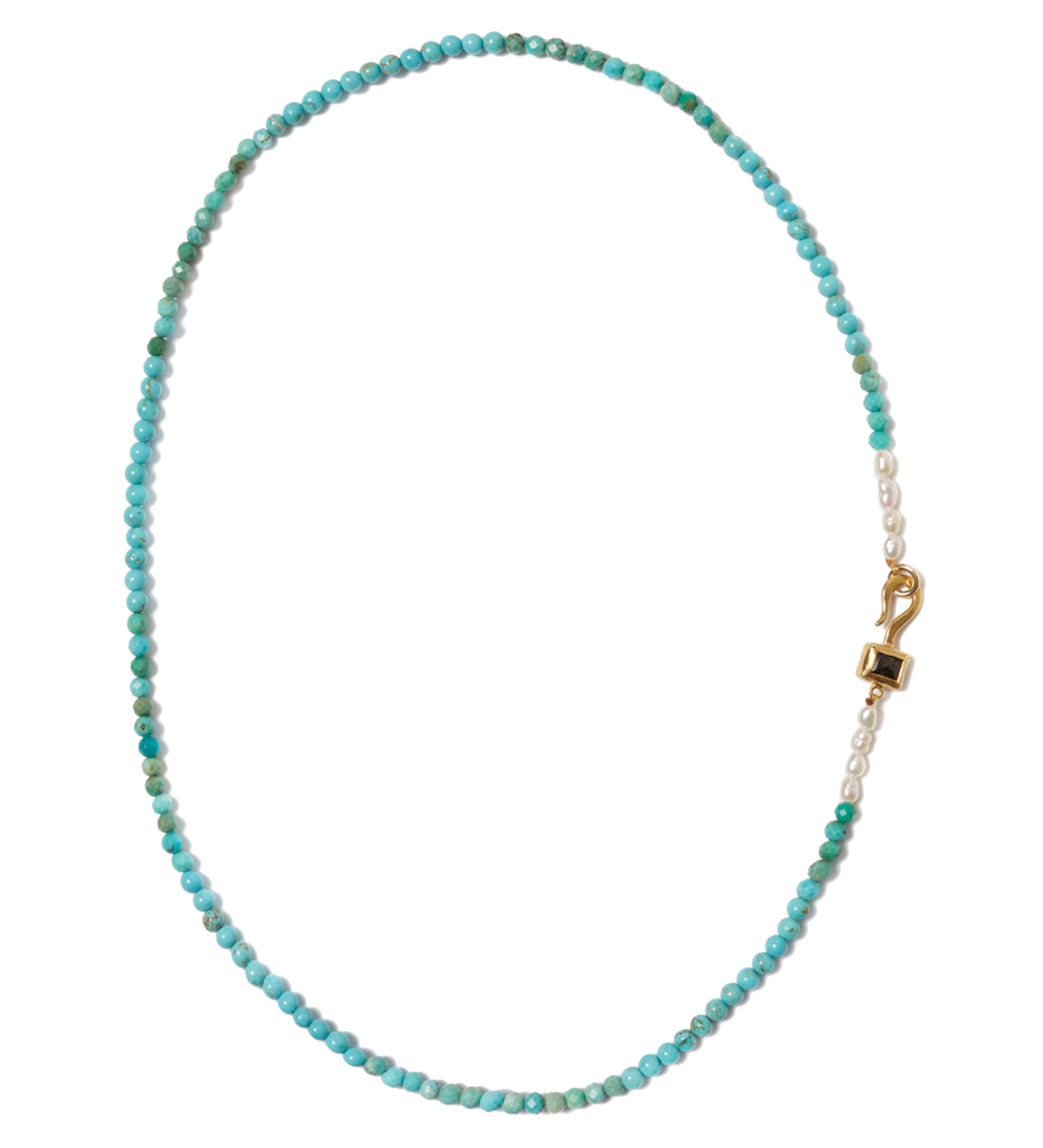 Santos Necklace 18k Gold Vermeil, Turquoise, White Pearl