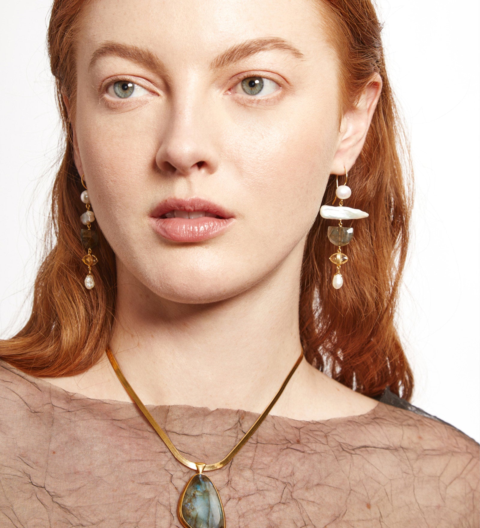 Mixed Stone Shape Hooks 18k Gold Vermeil, White Pearl