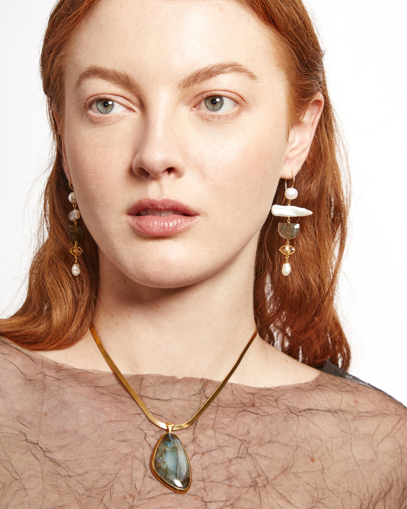 Mixed Stone Shape Hooks 18k Gold Vermeil, White Pearl