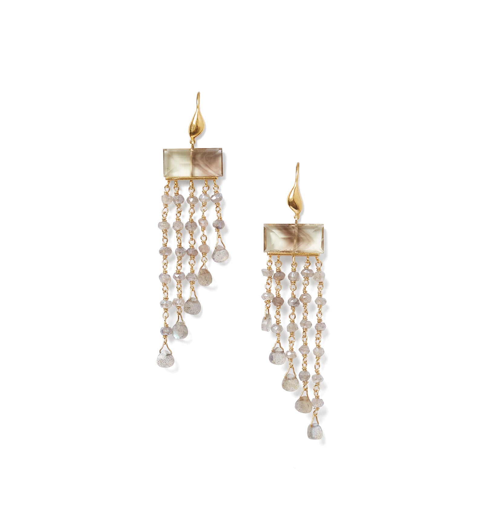 Phaedra Waterfall Earrings 18k Gold Vermeil, Aquamarine