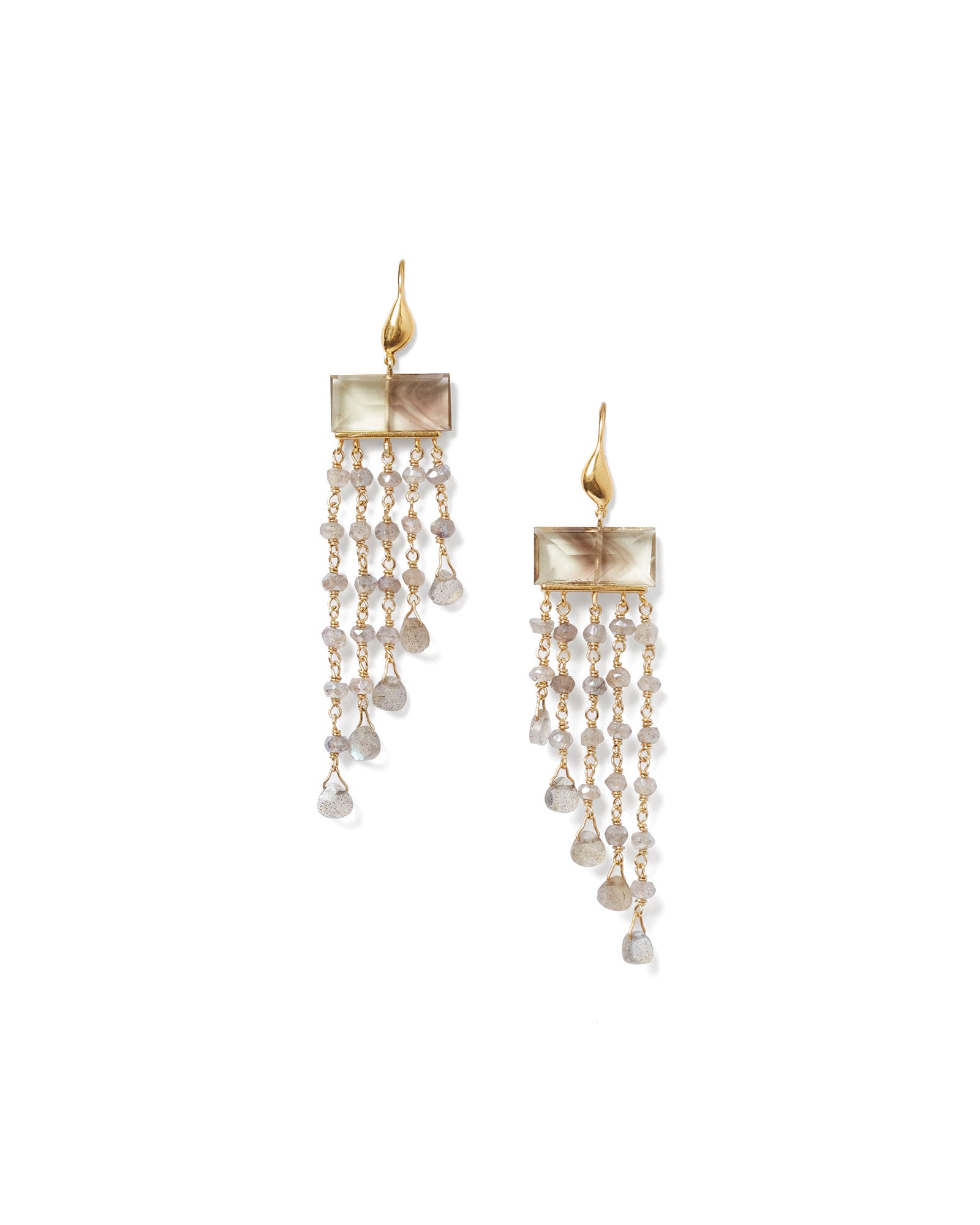 Phaedra Waterfall Earrings 18k Gold Vermeil, Aquamarine