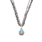 2 Row Stone + Pearl Drop Necklace 18k Gold Vermeil, Iolite