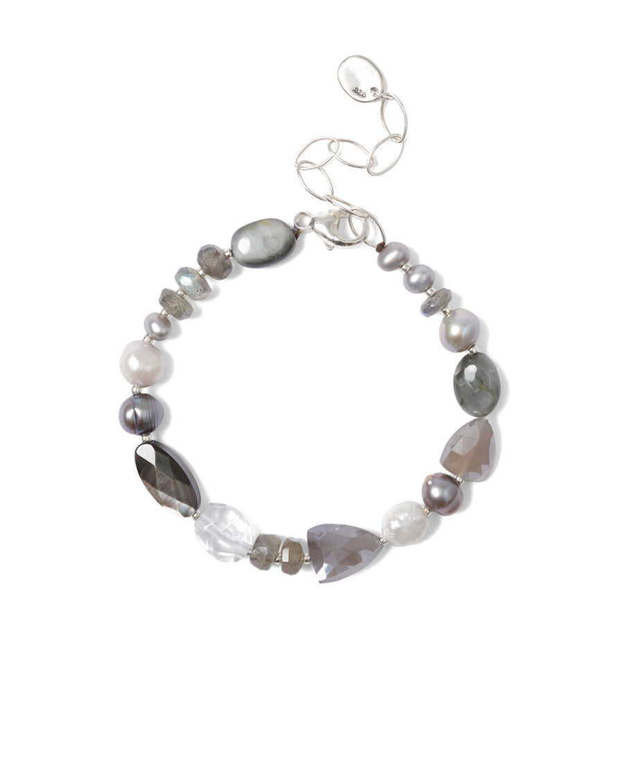 Chan Luu-Viola Bracelet-Bracelets-Sterling Silver, Grey Freshwater Pearl-Blue Ruby Jewellery-Vancouver Canada