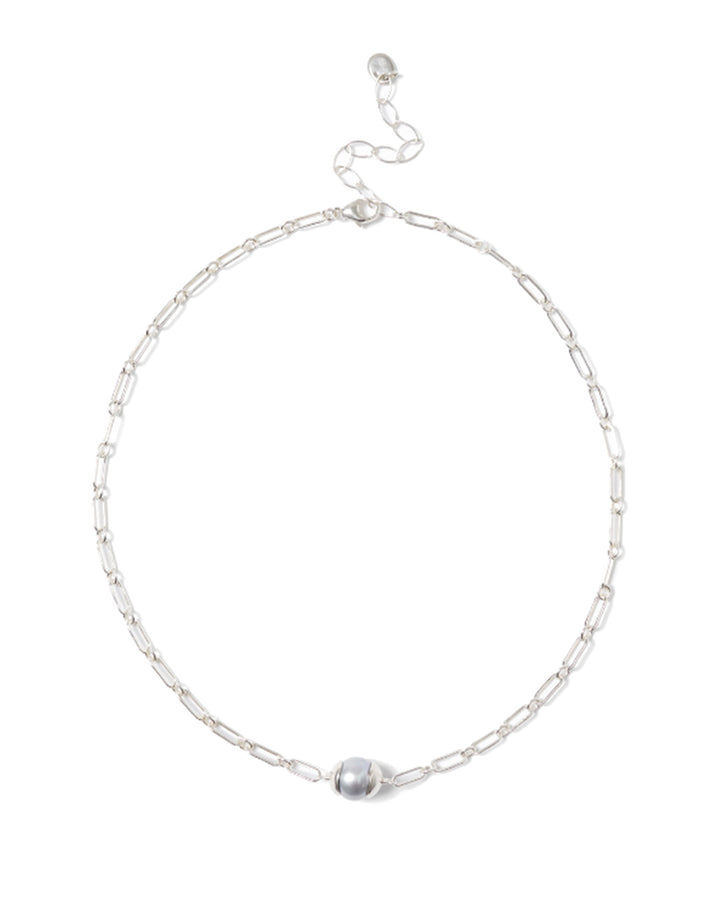 Maribel Necklace Sterling Silver, Grey Pearl