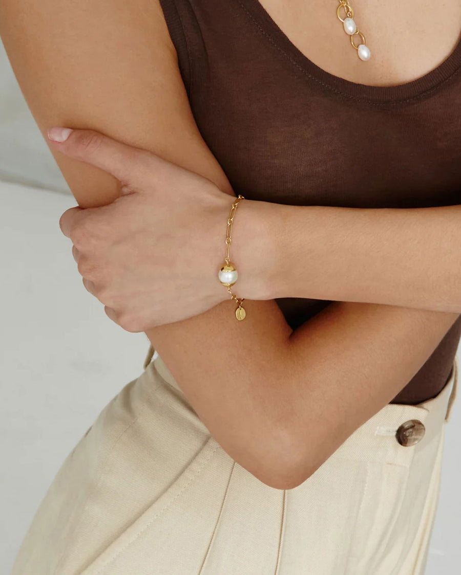 Maribel Bracelet 18k Gold Vermeil, White Pearl