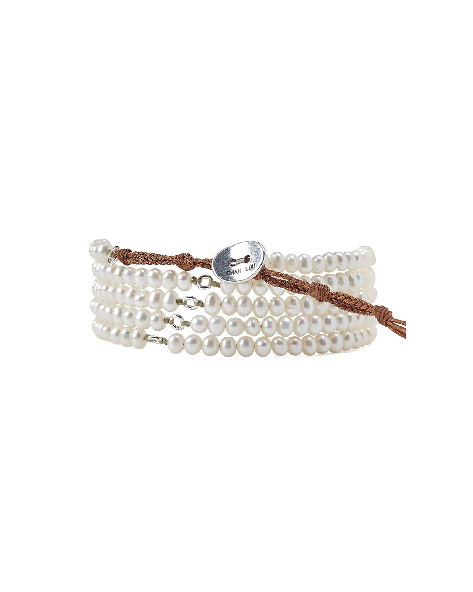 5 Wrap White Pearl Bracelet Sterling Silver, White Pearl