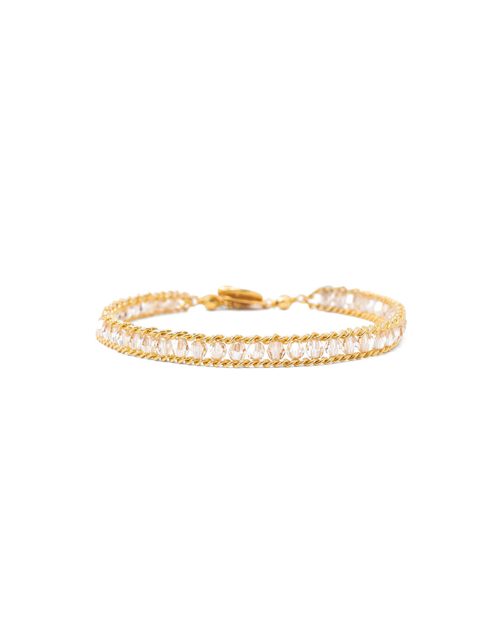 1 Wrap Chain + Crystal Bracelet 18k Gold Vermeil, Golden Shadow Crystal