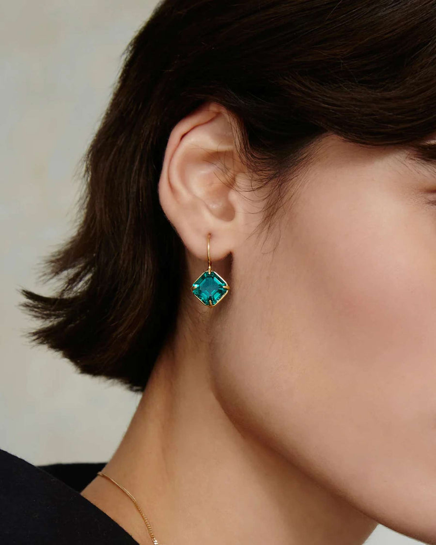 Lumi Drop Earrings 18k Gold Vermeil, Emerald Crystal